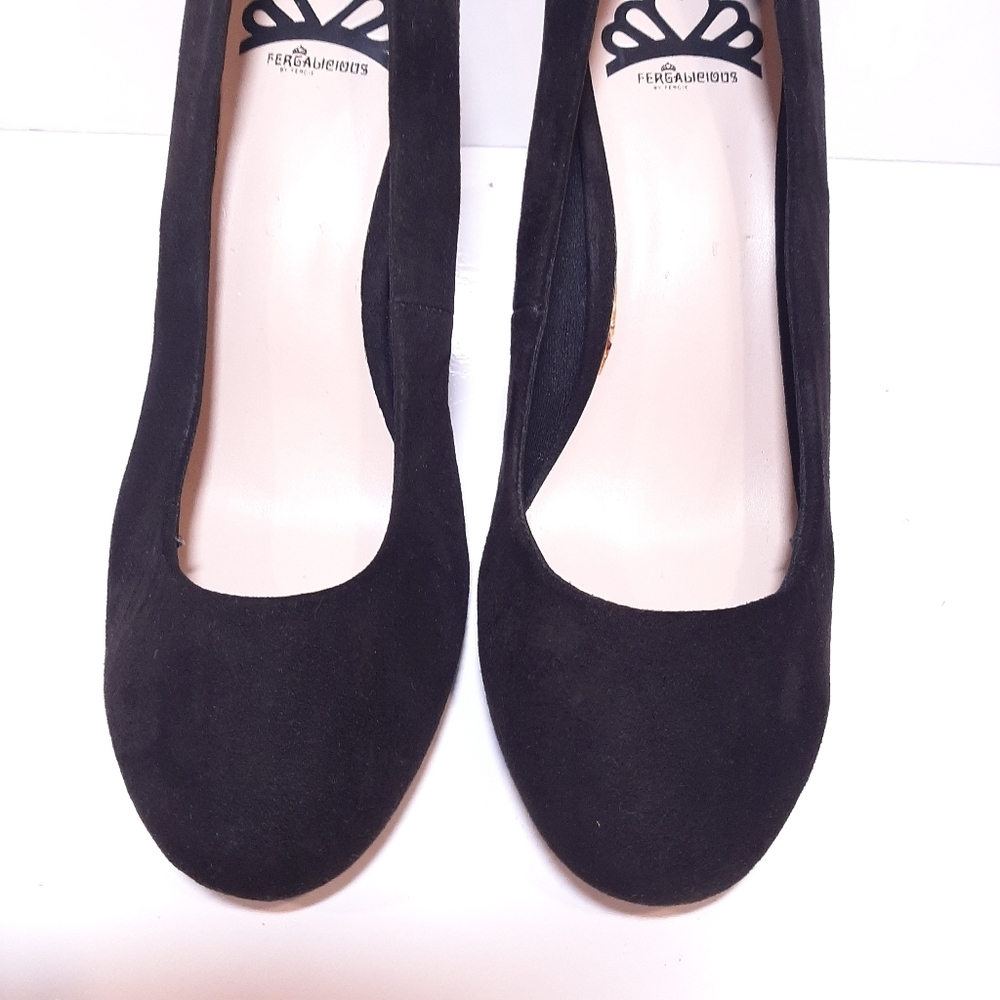 Fergalicious Dandy Velvet Glitter Black High Heels Ballet Toe Party Size 8 - Picture 3 of 15